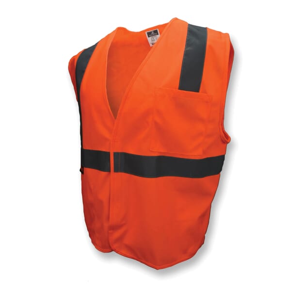 Radians SV2OSM Economy Safety Vest, M, Hi-Viz Orange, Polyester, Hook and Loop Closure, 2 Pockets, ANSI Class: Class 2, ANSI/ISEA 107-2015 Type R