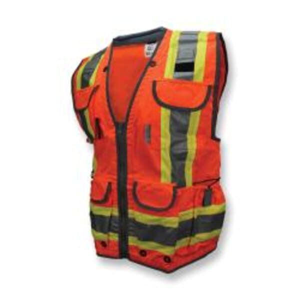 Radians SV55-2ZOD-5X 2-Tone Heavy Duty Woven Engineer Safety Vest, 5XL, Hi-Viz Orange, 300D Woven Polyester/Polyester Mesh, #8 Zipper Closure, 8 Pockets, ANSI Class: Class 2, ANSI/ISEA 107-2015 Type R