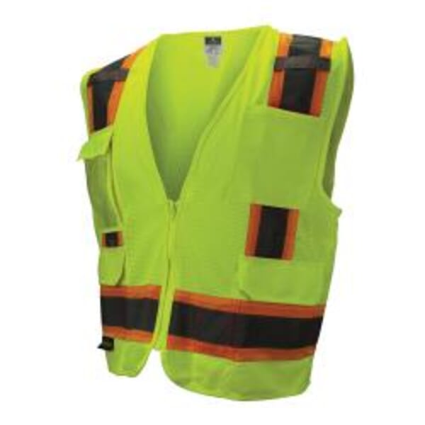 Radians SV6-2ZGM-M 2-Tone Surveyor Safety Vest, M, Hi-Viz Green, Polyester Mesh, Zipper Closure, 8 Pockets, ANSI Class: Class 2, ANSI/ISEA 107-2015