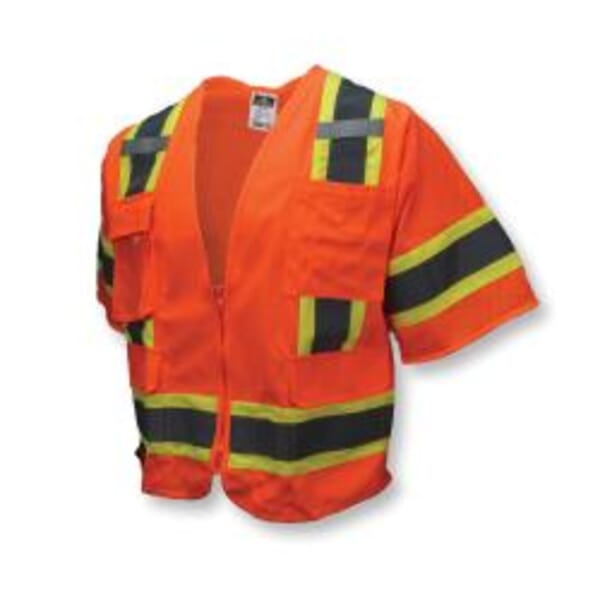Radians SV63OM 2-Tone Surveyor Safety Vest, M, Hi-Viz Orange, Polyester, Zipper Closure, 8 Pockets, ANSI Class: Class 3, ANSI/ISEA 107-2015