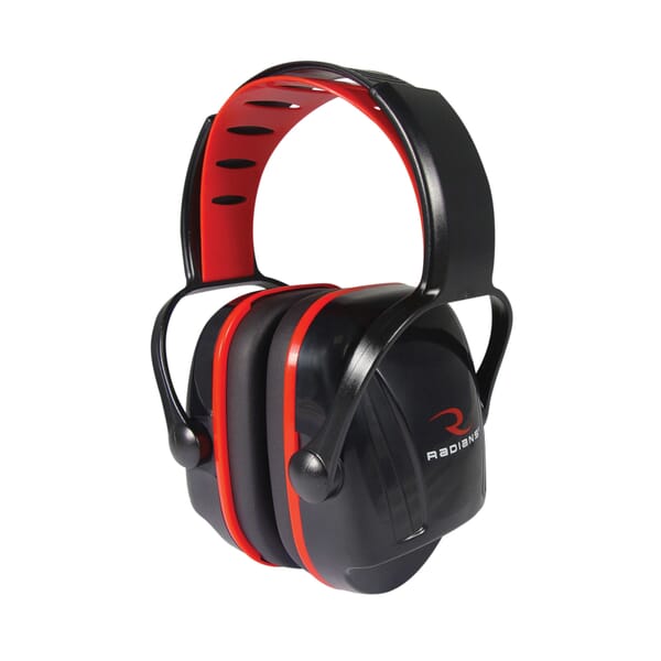 Radians X-Caliber XC0130CS Youth Earmuffs, 22 dB Noise Reduction, Black/Red, Adjustable Band Position