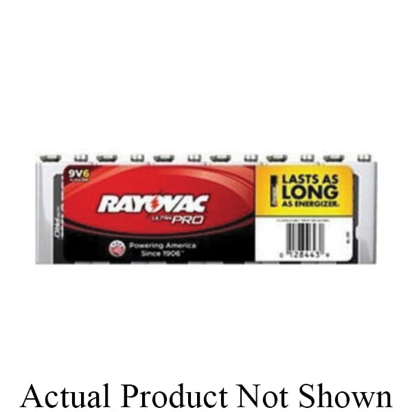 Rayovac Ultra Pro AL-9V Mercury Free Shrink Wrapped Battery, Alkaline, 9 VDC V Nominal, 500 mAh Nominal, 9 VDC