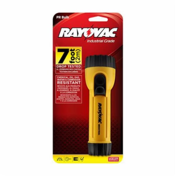 Rayovac WHH2D-A WorkHorse Industrial Grade Flashlight, PR2 Incandescent Bulb, Polypropylene Housing, 10 Lumens