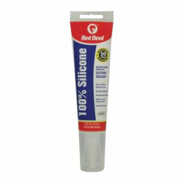 Red Devil 0810 Silicone Sealant, 2.8 oz Tube, White, Proprietary Siloxane Blend Base