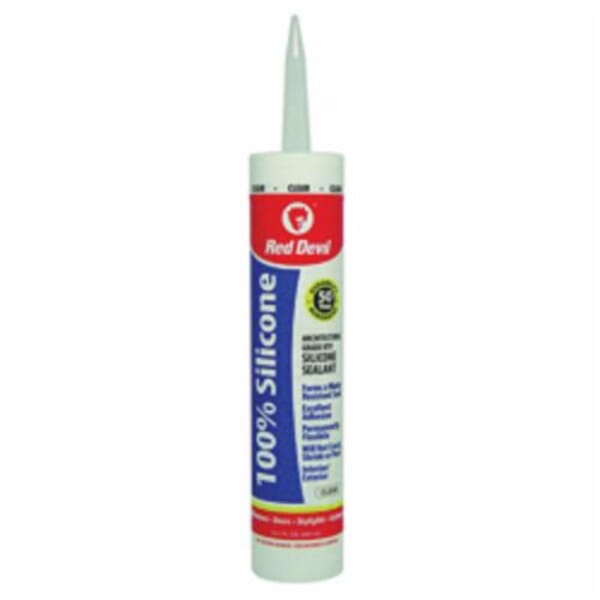 Red Devil 0826 1-Component Silicone Sealant, 10.1 fl-oz Cartridge, Clear, Proprietary Siloxane Blend Base