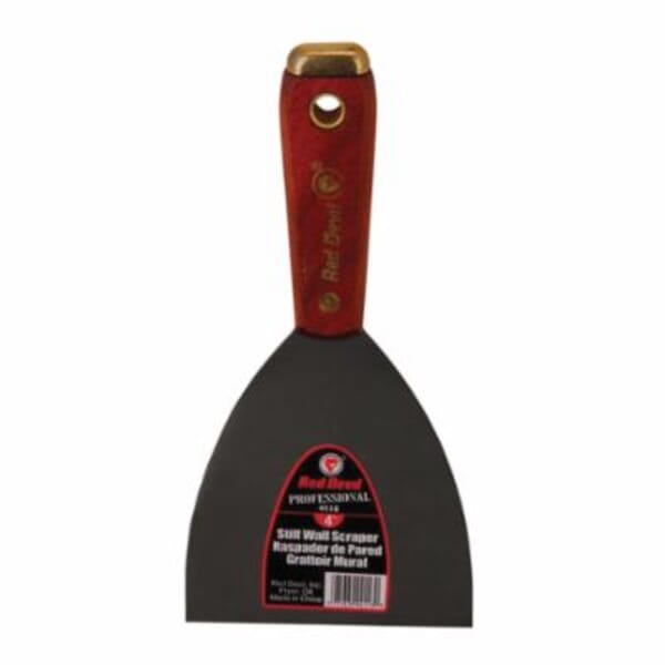 Red Devil 4113 4100 Professional Wall Scraper, Steel Stiff Blade, 4 in W Blade, Polished Wood Handle