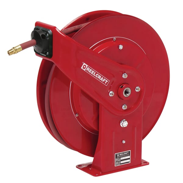 Reelcraft 7850 OLP 7000 Heavy Duty Low Pressure Hose Reel With Hose, 1/2 in ID x 3/4 in OD x 50 ft L Hose, 300 psi Pressure, 19-3/4 in Dia x 3-7/8 in W Reel, Domestic
