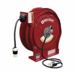 Reelcraft L 5550 123 3 L 5500 Retractable Power Cord Reel With SJEOOW Cord, 125 VAC, 15 A, 50 ft L Cord, 12 AWG Conductor, 1 Outlets