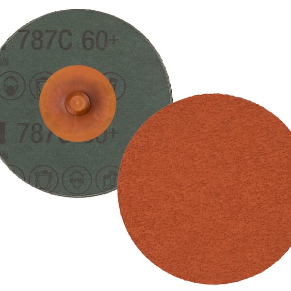 Roloc 7100100979 Close Coated Fibre Disc, 3 in Dia Disc, 60+ Grit, Medium Grade, Ceramic Abrasive, Quick-Change Type TR Attachment