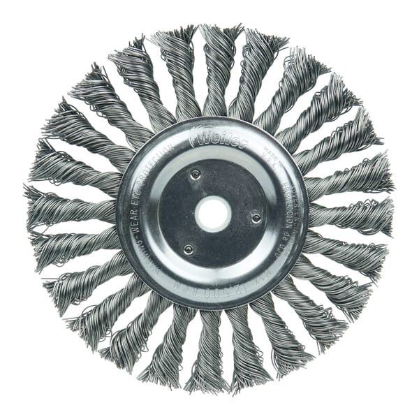 Roughneck 08775 STB-623 Narrow Face Wheel Brush, 6 in Dia Brush, 1/2 in W Face, 0.023 in Dia Filament/Wire Stringer Bead Knot Filament/Wire, 1/2 to 5/8 in Arbor Hole