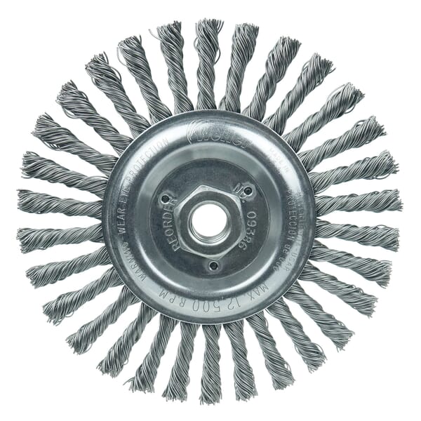 Roughneck 09386 STC-6 Narrow Face Filler Pass Wheel Brush, 6 in Dia Brush, 5/16 in W Face, 0.023 in Dia Filament/Wire Stringer Bead Knot Filament/Wire, 5/8-11 Arbor Hole