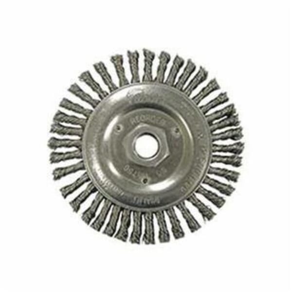 Roughneck 08806 STB-538 Narrow Face Root Pass Wheel Brush, 5 in Dia Brush, 3/16 in W Face, 0.02 in Dia Filament/Wire Stringer Bead Knot Filament/Wire, 5/8-11 Arbor Hole