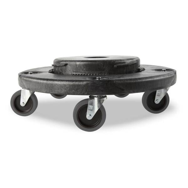 Rubbermaid BRUTE FG264043BLA Container Dolly, 250 lb, 6.6 in H, 5 Casters, HDPE Platform