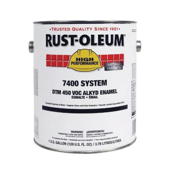 Rust-Oleum 340 7400 System 1-Component DTM Alkyd Enamel Coating, Rust-Oleum 7400 System 1-Component DTM Alkyd Enamel Coating, 1 gal Container, Liquid Form, 230 to 390 sq-ft/gal Coverage