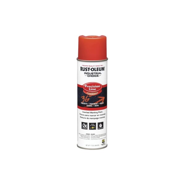 Rust-Oleum 1662838 M1600 Precision Line Solvent Based Inverted Marking Paint, 17 oz Container, Liquid Form, Fluorescent Red, 600 to 700 linear ft/gal with 1 in W Stripe Coverage