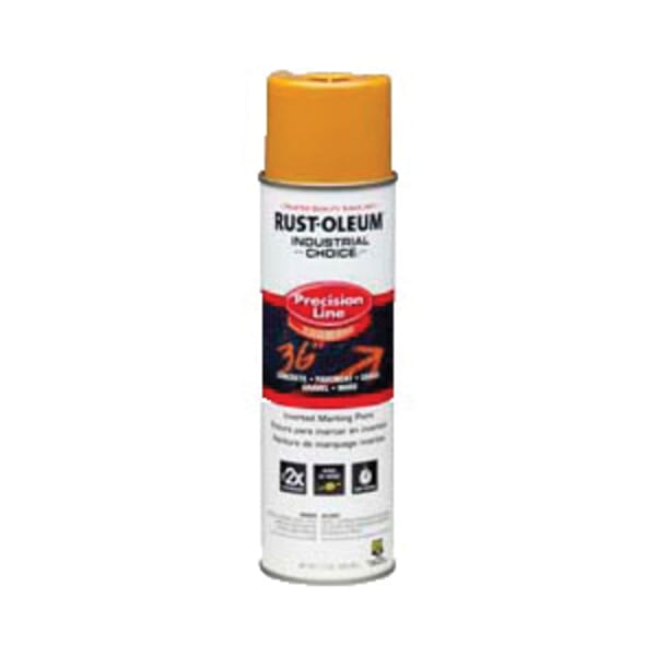Rust-Oleum 203024 M1600 Precision Line Solvent Based Inverted Marking Paint, 17 oz Container, Liquid Form, Caution Yellow, 600 to 700 linear ft/gal with 1 in W Stripe Coverage