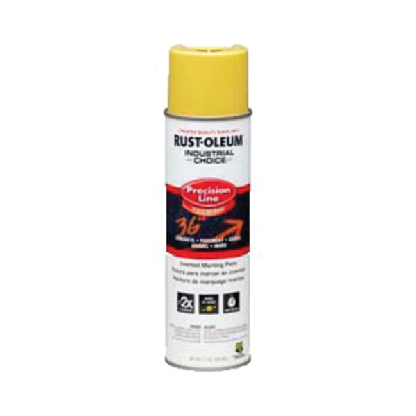 Rust-Oleum 203025 M1600 Precision Line Solvent Based Inverted Marking Paint, 17 oz Container, Liquid Form, Hi-Viz Yellow, 600 to 700 linear ft/gal with 1 in W Stripe Coverage