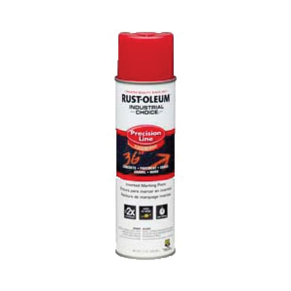 Rust-Oleum 203029 M1600 Precision Line Solvent Based Inverted Marking Paint, 17 oz Container, Liquid Form, Safety Red, 600 to 700 linear ft/gal with 1 in W Stripe Coverage