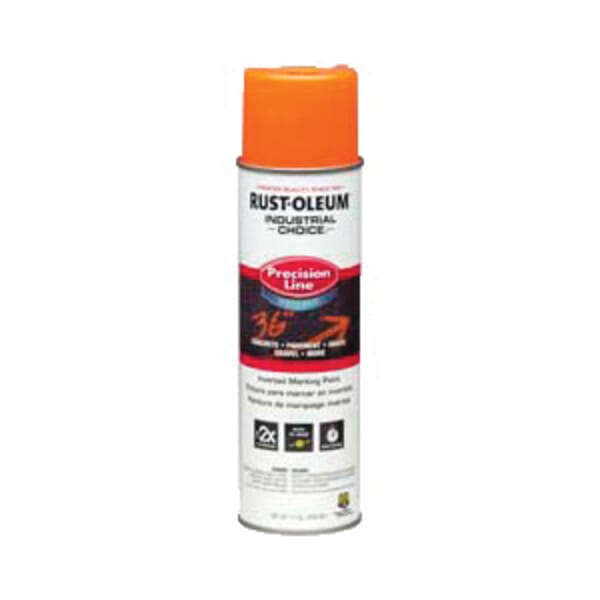 Rust-Oleum 203036 M1800 Precision Line Water Based Inverted Marking Paint, 17 oz Container, Liquid Form, Fluorescent Orange, 600 to 700 linear ft/gal with 1 in W Stripe Coverage