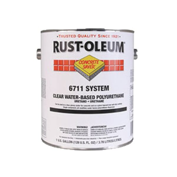 Rust-Oleum 6711402 6711 System 1-Component Water Based Polyurethane Floor Coating, 1 gal Container, Liquid Form, Clear Glass, 400 to 800 sq-ft/gal Coverage