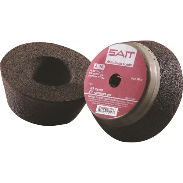 United Abrasives-SAIT 26000 A16 General Purpose Cup Wheel, 4 in Dia x 2 in THK, A16 Grit, Aluminum Oxide Abrasive
