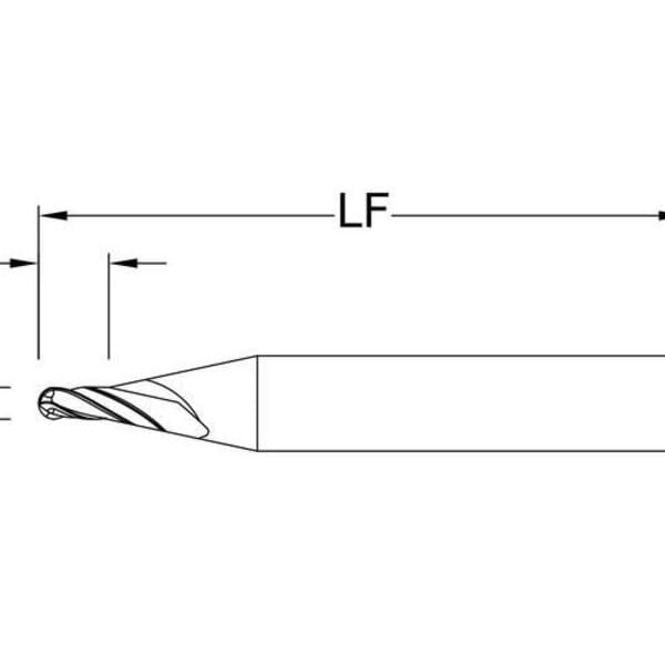 SGS 03003 M4BM Ball Nose End Metric Micro End Mill, 3 mm Dia Cutter, 4.5 mm Length of Cut, 4 Flutes, 4 mm Dia Shank, 50 mm OAL, TA Coated