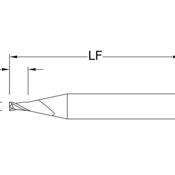 SGS 02212 M2S Fractional Micro Square End End Mill, 0.016 in Dia Cutter, 0.024 in Length of Cut, 2 Flutes, 1/8 in Dia Shank, 1-1/2 in OAL, TA Coated