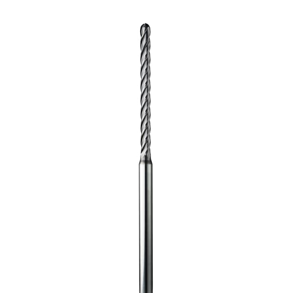 SGS 02742 M4BL Ball Nose End Long Length Fractional Micro End Mill, 0.095 in Dia Cutter, 0.475 in Length of Cut, 4 Flutes, 1/8 in Dia Shank, 2-1/2 in OAL, TA Coated