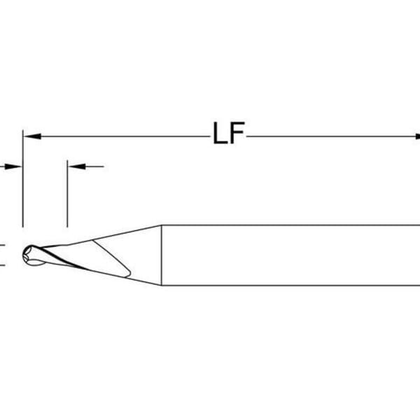 SGS 02601 M2B Ball Nose End Fractional Micro End Mill, 0.1 in Dia Cutter, 0.3 in Length of Cut, 2 Flutes, 1/8 in Dia Shank, 1-1/2 in OAL, TA Coated