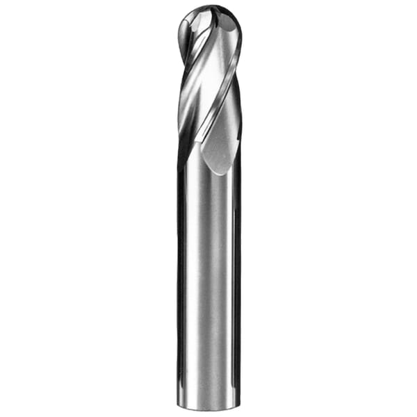 SGS 30185 1B Ball End Center Cutting General Purpose Single End Mill, 1/2 in Dia Cutter, 1 in Length of Cut, 4 Flutes, 1/2 in Dia Shank, 3 in OAL, Uncoated