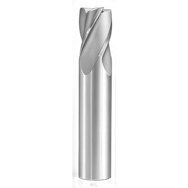 SGS 31605 16S Fractional Stub Length Square End End Mill, 1/8 in Dia Cutter, 1/4 in Length of Cut, 4 Flutes, 1/8 in Dia Shank, 1-1/2 in OAL, Uncoated