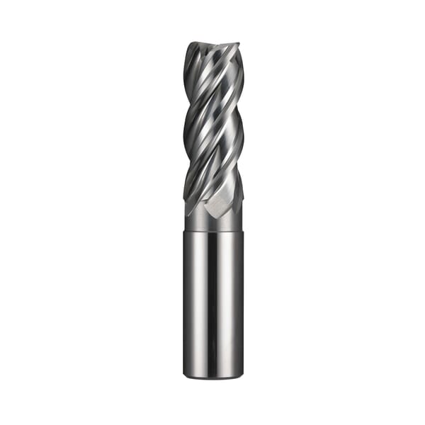 SGS 34018 S-Carb 43APF Center Cutting High Performance Long Reach Neck Positive Rake End Mill With Internal Coolant, 1/2 in Dia Cutter, 0.09 in Corner Radius, 1-1/4 in Length of Cut, 4 Flutes, 1/2 in Dia Shank, 3-1/4 in OAL, TiB2 Coated
