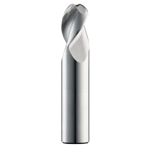SGS 34918 43B Ball Nose End Fractional High Performance High Performance End Mill, 1/4 in Dia Cutter, 1 in Length of Cut, 3 Flutes, 1/4 in Dia Shank, 3 in OAL, Uncoated