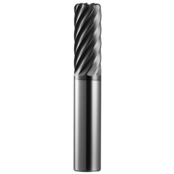 SGS 36627 66C Corner Radius Fractional High Performance Long Length Multi-Flute High Performance End Mill, 3/16 in Dia Cutter, 5/8 in Length of Cut, 7 Flutes, 3/16 in Dia Shank, 2 in OAL, TA Coated