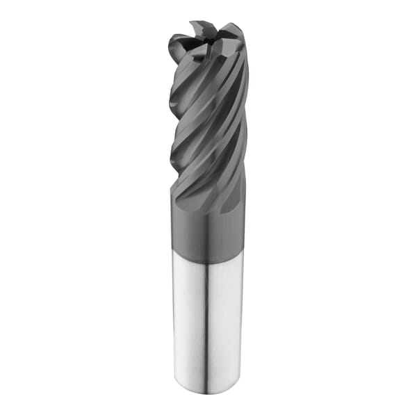 SGS 48065 Z-Carb-HPR Z5MCR High Performance Metric Corner Radius End Mill With Internal Coolant, 25 mm Dia Cutter, 1 mm Corner Radius, 28 mm Length of Cut, 5 Flutes, 25 mm Dia Shank, 100 mm OAL, AlTiN Coated