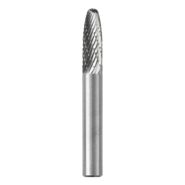 SGS Pro 13378 Universal SF Imperial Carbide Burr, Radius End, Tree Head, 1/2 in Dia Head, 1 in L of Cut, 2-3/4 in OAL, Double Cut
