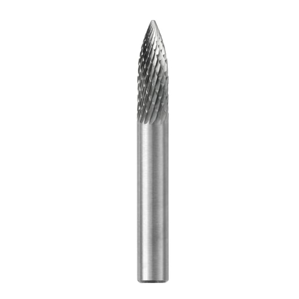 SGS Pro 13903 Universal SG Imperial Carbide Burr, Pointed End, Tree Head, 3/8 in Dia Head, 3/4 in L of Cut, 2-1/2 in OAL, Double Cut