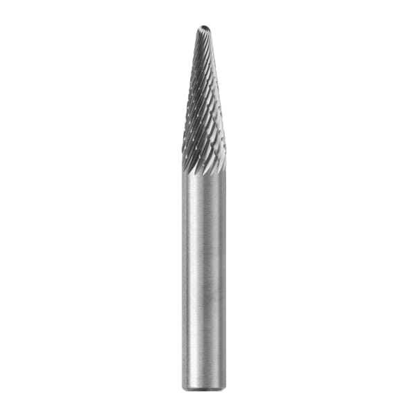 SGS Pro 15178 Universal SL Imperial Carbide Burr, Radius End, Taper Head, 1/4 in Dia Head, 5/8 in L of Cut, 2 in OAL, Double Cut
