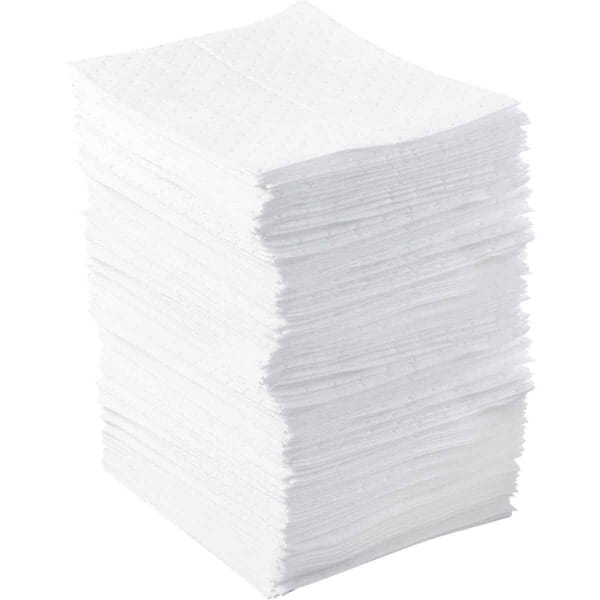 SPC BASIC BPO200 Lightweight Perforated Absorbent Pad, 17 in L x 15 in W x 1 ply THK, 34 gal Absorption, Meltblown Polypropylene