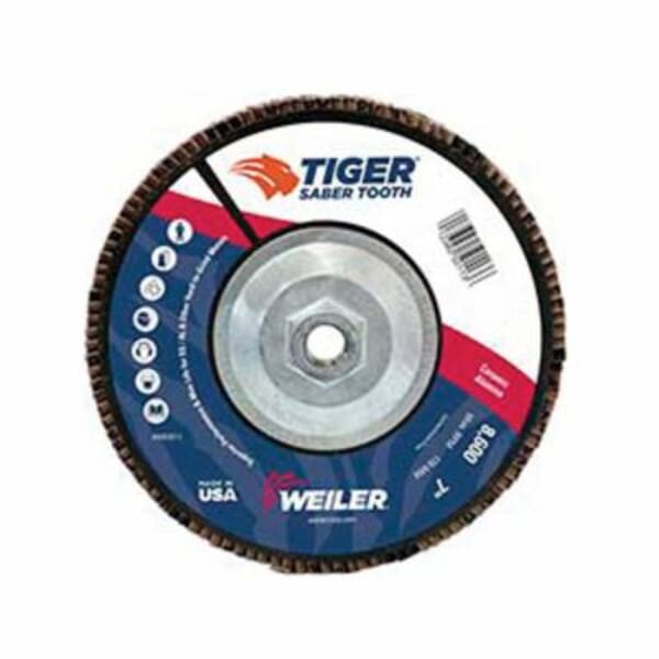 Tiger Ceramic 50114 Premium Coated Abrasive Flap Disc, 7 in Dia Disc, 60 Grit, Medium Grade, Ceramic Alumina Abrasive, Type 29/Angled Disc