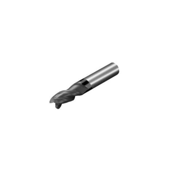 Sandvik Coromant 8035588 CoroMill Dura Straight WhisperKut Style Corner Radius End Mill, 3/8 in Dia Cutter, 0.018 in Corner Radius, 1 in Length of Cut, 3 Flutes, 3/8 in Dia Shank, 2-1/2 in OAL, AlTiN Coated