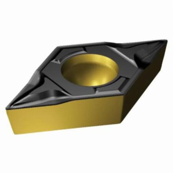 Sandvik Coromant 6533103 CoroTurn 107 Turning Insert, ANSI Code: DCMT 3(2.5)2-PF 4315, DCMT Insert, Material Grade: K, P, 3(2.5)2 Insert, Diamond Shape, 11 Seat, Positive Rake, Neutral Cutting, For Use On Cast Iron and Steel, Carbide