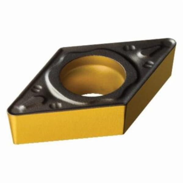 Sandvik Coromant 6612395 CoroTurn 107 Turning Insert, ANSI Code: DCMT 3(2.5)2-PR 4315, DCMT Insert, Material Grade: K, P, 3(2.5)2 Insert, Diamond Shape, 11 Seat, Positive Rake, Neutral Cutting, For Use On Cast Iron and Steel, Carbide