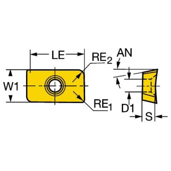 Sandvik Coromant 5734678 Milling Insert, ANSI Code: LPMH 25 06 10-MM 2040, LPMH-MM Insert, LP2506 Insert, Carbide, Manufacturers Grade: 2040, Rectangle Shape, Material Grade: M, P, S