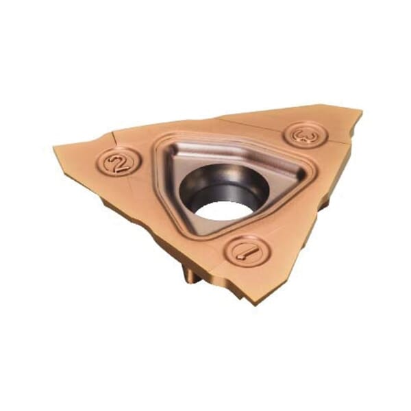 Sandvik Coromant 5737091 CoroCut 3 Single Edged Grooving Insert, ANSI Code: N123T3-0200-0000-GS 1125, N123T3 Insert, T Insert, Neutral Cutting, 0.0787 in W Cutting, Manufacturers Grade: 1125, PVD-TiAN+TiN Coated, Material Grade: K, M, N, P, S