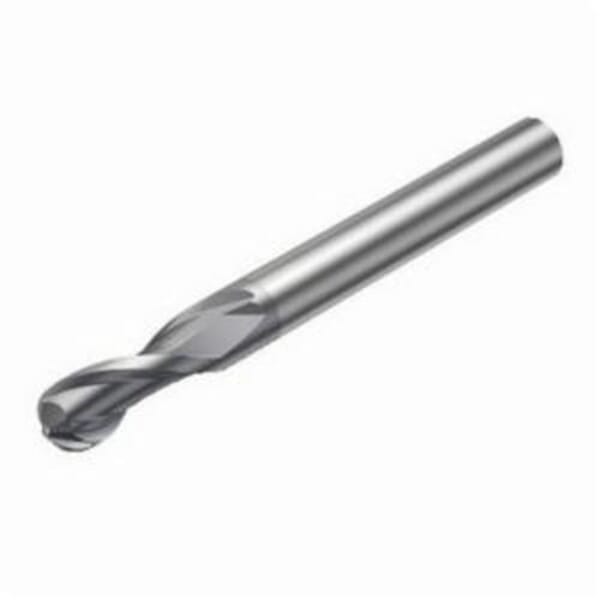 Sandvik Coromant 5743379 CoroMill Plura Ball Nose End Mill, 0.039 in Dia Cutter, 0.059 in Length of Cut, 2 Flutes, 0.236 in Dia Shank, 2.244 in OAL, PVD Coated