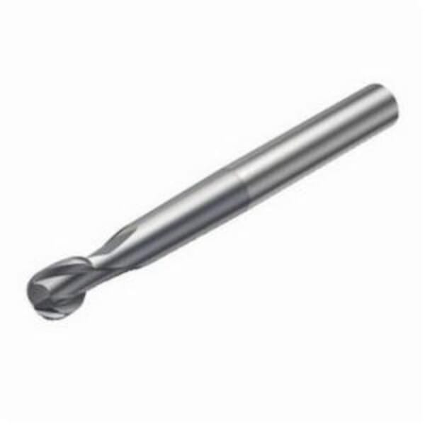 Sandvik Coromant 5743584 CoroMill Plura Ball Nose End Mill, 0.393 in Dia Cutter, 0.433 in Length of Cut, 2 Flutes, 0.393 in Dia Shank, 3.937 in OAL, PVD Coated