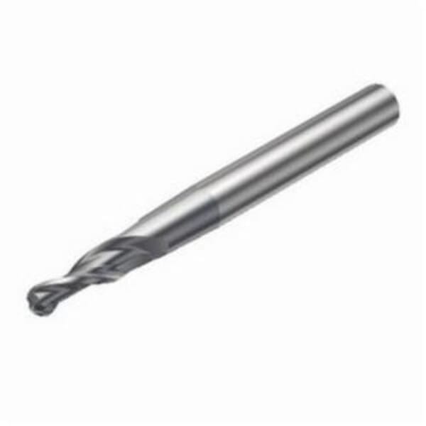 Sandvik Coromant 5743549 CoroMill Plura Ball Nose Conical End Mill, 0.235 in Dia Cutter, 0.472 in Length of Cut, 2 Flutes, 0.393 in Dia Shank, 3.937 in OAL, PVD Coated