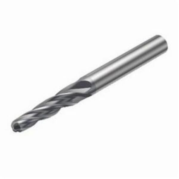 Sandvik Coromant 5743598 CoroMill Plura Ball Nose Conical End Mill, 0.314 in Dia Cutter, 1.574 in Length of Cut, 4 Flutes, 0.472 in Dia Shank, 3.937 in OAL, PVD Coated