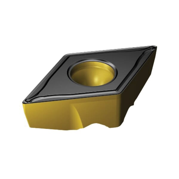 Sandvik Coromant 6433936 CoroTurn TR Basic Shape Turning Insert, ANSI Code: TR-DC1304-F 4325, TR-DC Insert, Material Grade: K, P, 1304 Insert, Rhombic Shape, 13 Seat, Positive Rake, Neutral Cutting, For Use On Cast Iron and Steel, Carbide